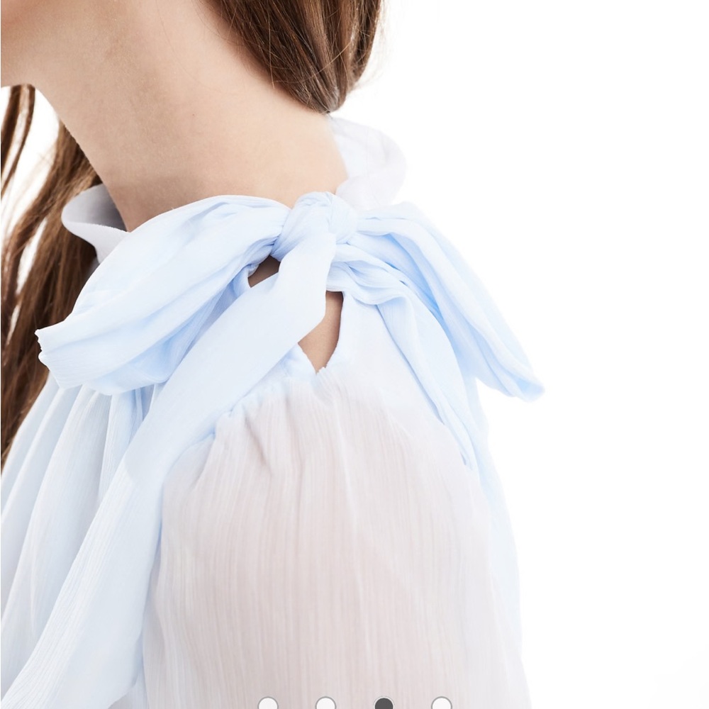 ASOS DESIGN bow neck smock maxi dress in ice blue - Picture 3 of 3